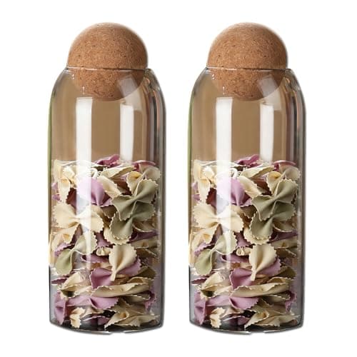 Image of soulnioi 2PCS Petal Glass Jar Sealed Tea Jar Food Grade Large Capacity Sugar Jar Striped Storage Jar Round Glass Jar (1000ml)