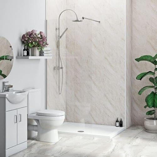 Image of Perggamon Marble Shower Wall Panels 1200mm x 2400mm x 10mm, Easy to Install 100% Waterproof & Heat Resistant PVC Wet Wall Panels