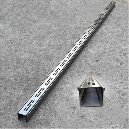 Image of Drain Channel Stainless Steel, Long Narrow Drainage Ditch Grate, Deck/Patio/Gazebo/Yard Drop-in Floor Drain(3 Pcs,Wxh/5x5cm)