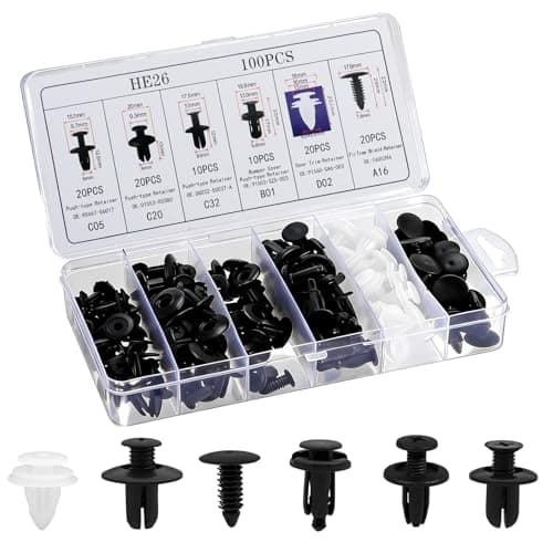 Image of 100Pcs Auto Body Panel Fasteners & Push Pin Rivets - 6 Sizes Bumper Fender Flare Retainer Clips. Plastic Expansion Screws Replacement for GM Ford Toyota Honda (100Pcs)