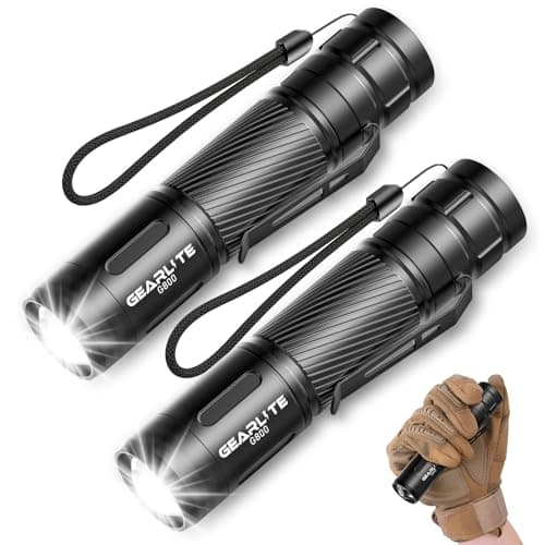 Image of GEARLITE Torches LED Super Bright 2Pack, 2000LM LED Torch Rechargeable with 3 Lighting Modes, Long Battery Life, Waterproof Flashlight Zoomable for Power Cuts, Emergency, Camping, Hiking, Outdoor