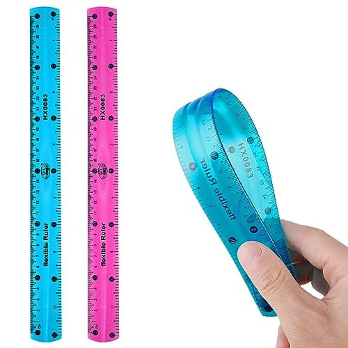 Image of Thinp 2 Pieces Flexible Ruler, 30cm/12inch Plastic Ruler Shatterproof Straight Edge Ruler Soft Bendable Ruler Clear Ruler for Kids & Adults School Classroom Office (Purple+Blue), 543769_2_C9HZDRSYL