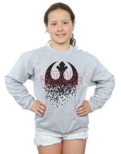 Image of Star Wars Girls The Last Jedi Shattered Emblem Sweatshirt 5-6 Years Sport Grey