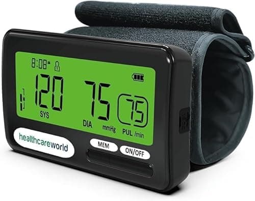 Image of Healthcare World Upper Arm Blood Pressure Monitor – Rechargeable, Highly Accurate, Adjustable 22–42cm Cuff, Digital LCD Display, 20 Memory Groups, Auto Inflation, Home BP Monitor for Seniors