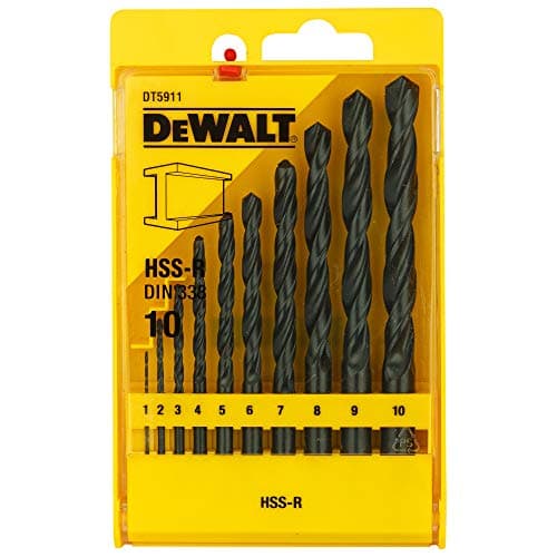 Image of Dewalt DT5911-QZ Series 338 HSS-R DIN Jobber Metal Drill Bit Set (Pack of 10)