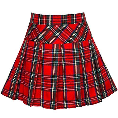 Image of Sunny Fashion Girls Skirt Back School Uniform Red Tartan Skirt Age 9-10 Years