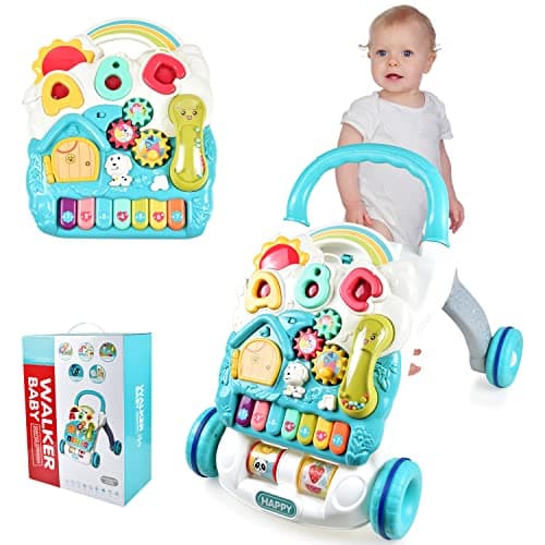 Image of CEMIRK Baby Walker, Interactive Activity Center with Shapes, Sounds, Music, Phrases, Pretend Play and More - Gift for babyies from 6 Months, 1, 2 & 3 Year Old, Boys & Girls