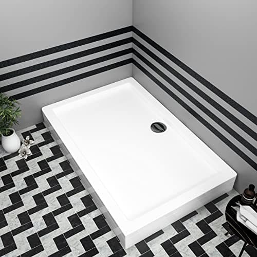 Image of Modern Rectangular 1700 x 900mm Shower Tray with Riser Kit Plinth for Shower Enclosures Gloss White Slimline