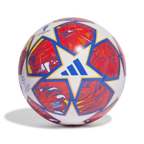 Image of adidas UCL TRN WHITE/GLOBLU/FLAORA FOOTBALL/SOCCER BALL (MACHINE-STITCHED) for Unisex size 5