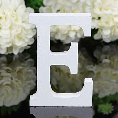 Image of Freeas Decorative Wood Letters, 26 Letters Wooden Alphabet Wall Letter for Children Baby Name Girls Bedroom Wedding Brithday Party Home Decor-Letters,Hight: 8cm/3" (Letter E)