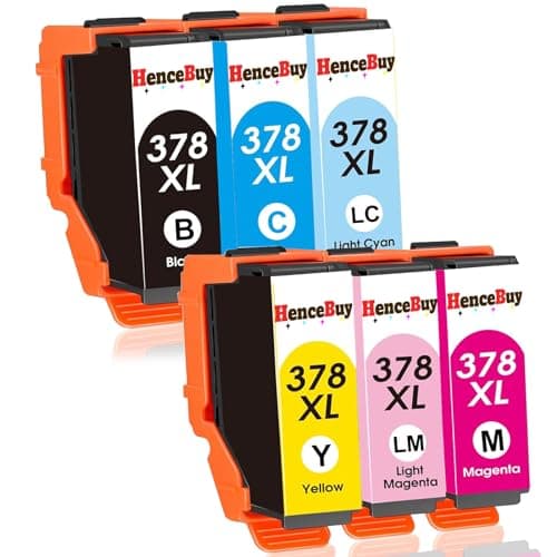 Image of HenceBuy 378XL Ink Cartridges Multipack for Epson 378 XL Compatible with Epson Expression Photo XP-8700 XP-8600 XP-8500 XP-8505 XP-8605 XP-8000 XP-8005 HD XP-15000 Inkjet Printer (6 Colours)