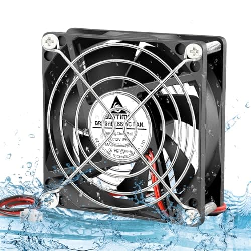 Image of GDSTIME 12V Fan 80mm cooling Fan IP67 Waterproof 80mm x 25mm Axial Dual Ball Bearing 2800 RPM Extractor Case Cooler For Refrigerator Terrarium Hydroponics Electronic Cabinets