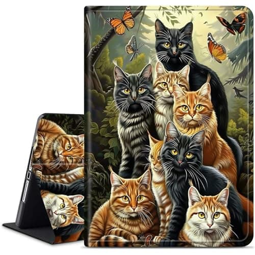 Image of Dikoer for Samsung Galaxy Tab E 9.6" 2015 (SM-T560/T561/T565/T567) Tablet Case, Multiple Viewing Angles & Kickstand Back Case Drop Protection Smart Cover, 7 Cats