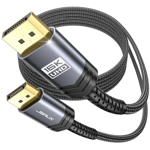 Image of JSAUX 3M DisplayPort Cable 2.1 Version, DP 2.1 Cable 16K@60Hz, 8K@120Hz, 4K@240Hz 80Gbps, Backward Compatible with DP1.4/DP1.2, Display Port 2.1 Cord for TV PC Monitor Video Card