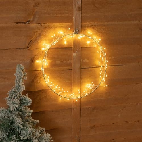 Image of MiniSun | Battery Operated Firecracker Hoop Window Wall IP44 Door Wreath Decoration Warm White Fairy Lights | Christmas & Festive Essential