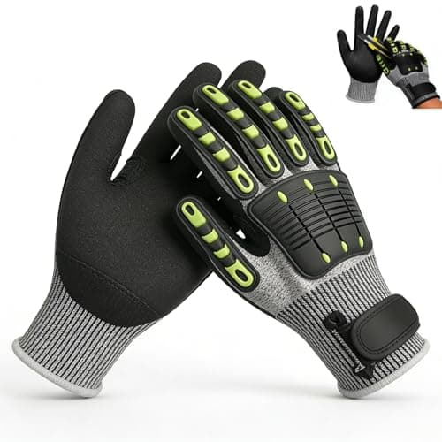 Image of Cut Resistant Gloves, Level 5 Nitrile Coated with TPR Impact Protection Anti-Slip & Vibration Safety Gloves with Touchscreen Function for Construction Carpentry and Outdoor Heavy-Duty Tasks-XL