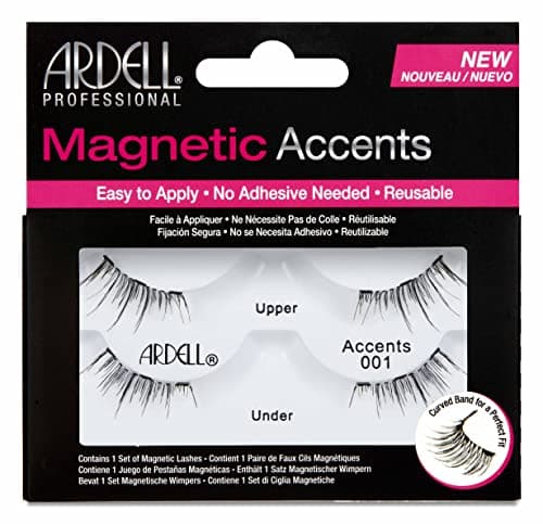 Image of Ardell Magnetic Accent 001 False Eyelashes,1 Pair of Upper and Under Lashes, Light Volume, Medium Length, Vegan Friendly, (Pack of 1)