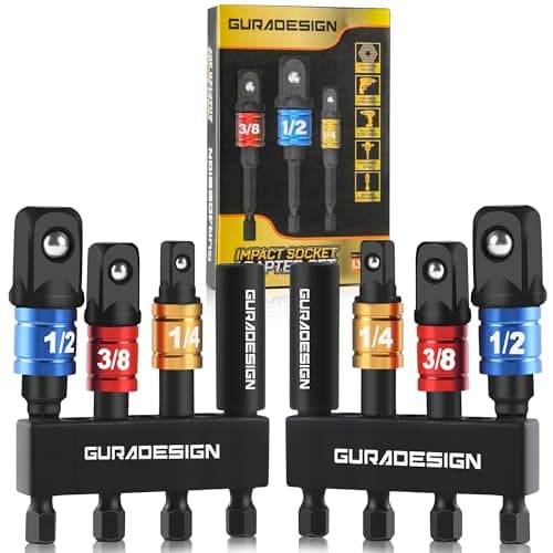 Image of 8-Piece Impact Driver Socket Adapter, 1/4", 3/8", and 1/2" Impact Socket Adaptor Set