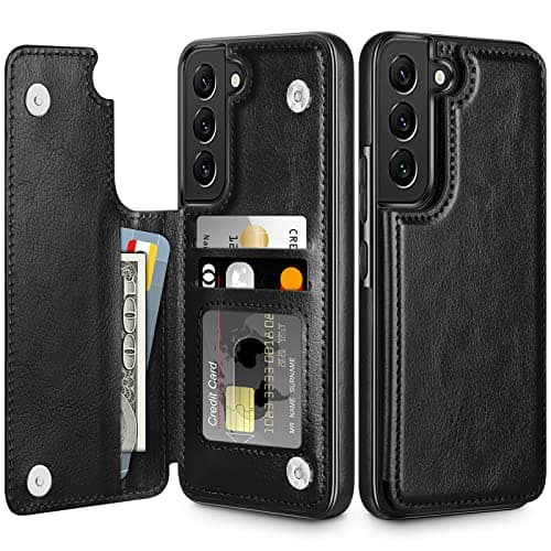 Image of Coolden Compatible with Samsung S22 Case Wallet Case Cover with Card Holder Slot Shockproof Case Flip Folio Soft PU Leather Magnetic Closure Protective Case Cover for Samsung Galaxy S22 5G (Black)