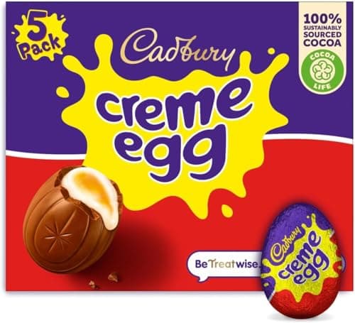 Image of Cadbury Milk Chocolate Crème Eggs, Perfect for Easter Egg Hunts, Includes 5 Crème Eggs 5 x 40g Perfect For Easter Egg Hunt