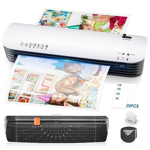 Image of A3 Laminator, Laminator Machine 13 Inch Cold and Thermal for A3/A4/A5/A6 with Paper Cutter and Corner Rounder,Laminating Machine for Home Office School,20 Pouches Included,Fast Warm Up