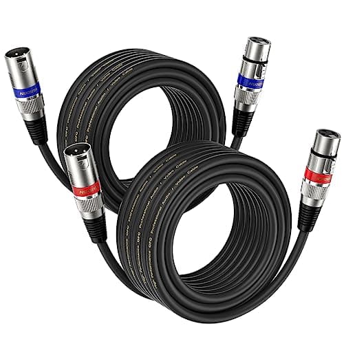 Image of NUOSIYA 10M XLR Cables 2 Packs,XLR Male to Female 3 Pins Balanced Microphone Cable for Studio Recorder, Mic, Mixer, Speaker System, Phantom Power