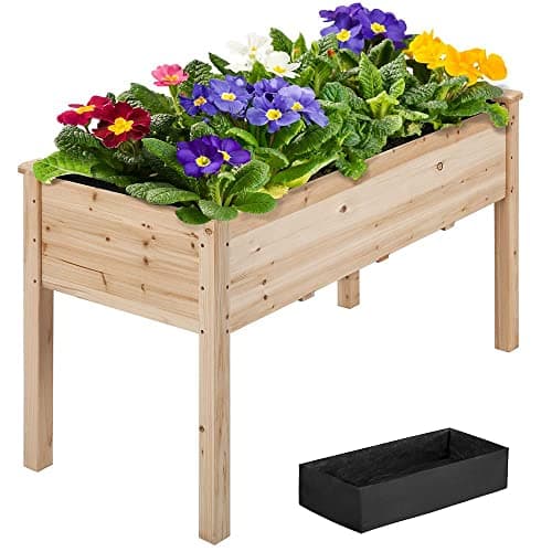 Image of Yaheetech 1Pcs Raised Garden Bed Fir Wood Elevated Planter Box Rectangle Planting Raised Bed Stand Pot Outdoor Planter for Vegetable/Flower/Herb, 120.5 x 59 x 76cm, Wood