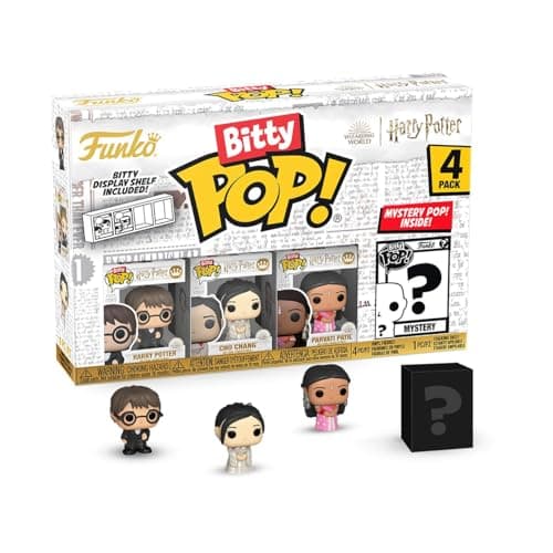Image of Funko Bitty Pop! HP GOF - Harry 4pk and a Surprise Mini Figure - 0.9 Inch (2.2 cm) - Harry Potter Collectible Stackable Display Shelf Included - Gift Idea Party Bag Stocking