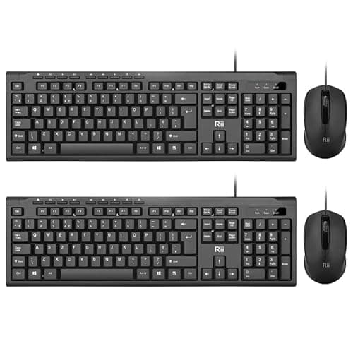 Image of Rii Keyboard and Mouse Set,USB Wired Keyboard and Mouse Combo for PC Business Office Usage-2 Pack