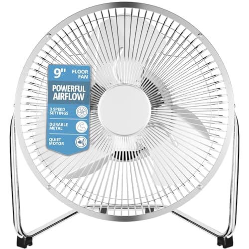 Image of Dealberry Homiu Chrome Metal High Velocity Cold Air Circulator Adjustable Floor Fan (9")