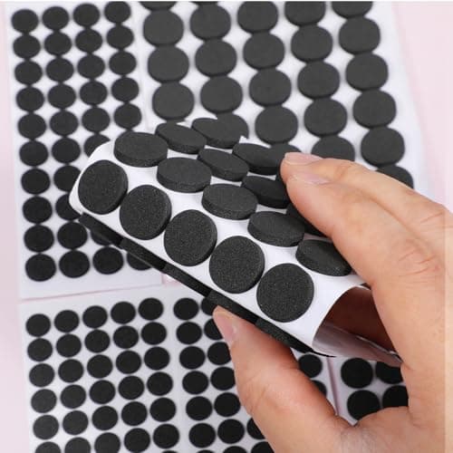Image of 240 Pcs Mini Foam Felt Pads, Small Felt Furniture Pads 3/8 Inches Self Stick Pad Furniture Pad Self Adhesive EVA Foam Dot Circles for Cabinet Doors Desks Drawers Floor (Black)