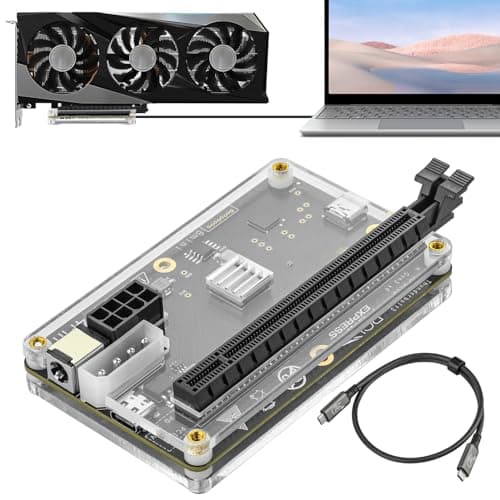 Image of PCIE 3.0 x16 22Gbps eGPU DOCK, Thunderbolt 4 cable, compatible with external GPU Intel AMD Graphics Card for Windows Laptop Console featuring Thunderbolt 3/4 USB 4, Powered by PD/8Pin CPU/Molex/DC5521
