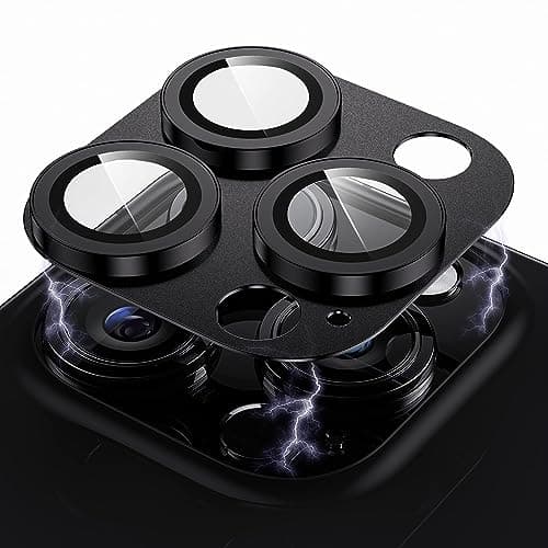 Image of WSKEN for iPhone 14 Pro/iPhone 14 Pro Max Camera Lens Protector, Matte [Shatterproof Test] 9H Tempered Glass Camera Screen Protector Scratch Resistant Metal Ring Cover Accessories Black Titanium