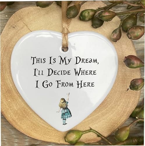 Image of This Is My Dream Alice In Wonderland Gift Quote Ceramic Heart Gift Plaque Ornament Christmas Hanging Sign cr163