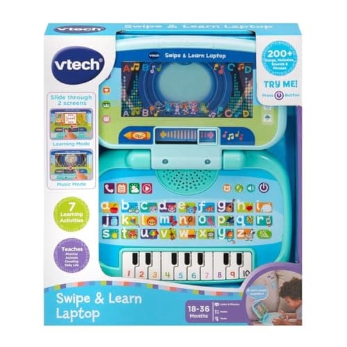 Image of VTech Swipe & Learn Laptop, Educational Toy for Toddler with Phonics, Counting, Computer Skills, Encourages Language Development, Logical Thinking, Gift for Ages 18, 24 Months +, English Version