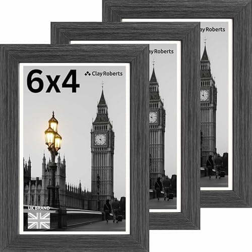Image of Picture Frame 6 x 4, Dark Grey, Pack of 3, Freestanding and Wall Mountable, 10 x 15 cm, 6x4 Picture Frames, Grey 6x4 Photo Frames, 4x6 Photo Collage Gallery Display