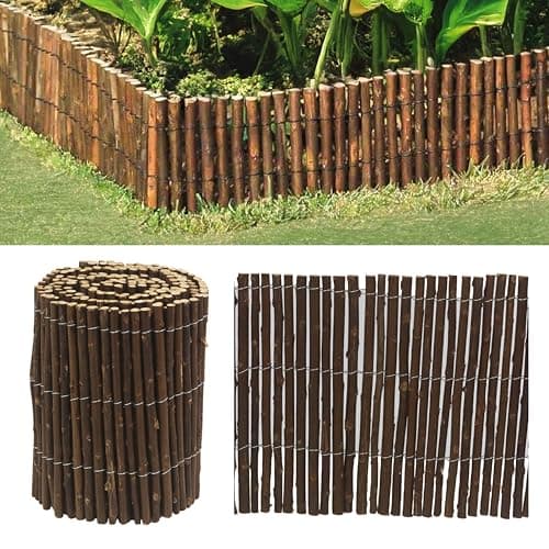 Image of ADEPTNA Willow Wooden Edging – 2M x 20cm Garden Border Fence | Flexible, Weather-Resistant Lawn Edging for Garden, Flower Beds, Patios & Walkways