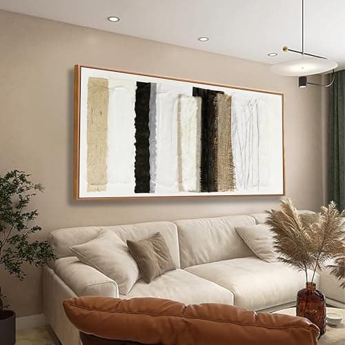 Image of Framed Abstract Canvas Wall Art Decor Home Decor Large Wall Art Prints Wall Decorations Multicolor Overlapping Strips Framed Artwork Parting for Living Room Wall Bedroom Kitchen Office Decor 29"×58"
