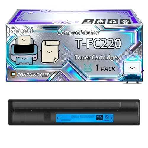 Image of T-FC220 Toner Cartridges Compatible for Toshiba E-Studio 2020 AC 2021AC 2025 AC 2521 AC Printers, With Chip, 38400 Pages, Vibrant Colours (1 Pack Cyan)