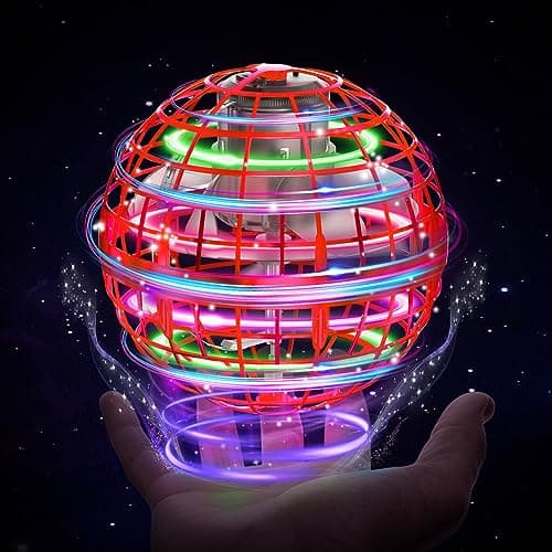 Image of XINHOME Flying Ball Orb Toys Hover Ball Pro Flying Spinner Toy UFO RGB Cool Stuff Globe Orbi Magic Boomerang Hand Controller Mini Drone for 8 9 10 11 12 boys girls Kids (Red)
