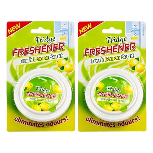Image of Fridge Deodoriser Fresh Lemon Scent Pack of 2 - Lasts Up to 3 Months - Refrigerator Odour Eliminator - Kitchen Air Freshener for Fridge and Freezer - Neutralises Food Smells - White Wax Deodorizer