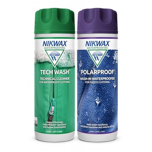 Image of Nikwax TECH WASH 300ML & POLAR PROOF 300ML Twin Pack Clean/Proof Value Pack. Technical Cleaner For Waterproof Clothing and Wash-in Waterproofer For Fleece Clothing. Prolong The Life Of Your Gear