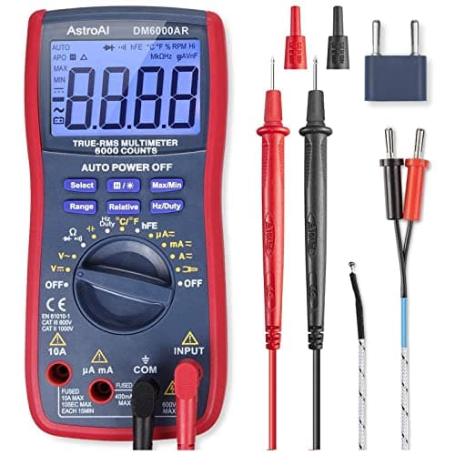Image of AstroAI Digital Multimeter, TRMS 6000 Counts Multimeters Manual and Auto Ranging; Measures Voltage, Current, Resistance, Continuity, Capacitance, Frequency; Tests Diodes, Transistors, Temperature