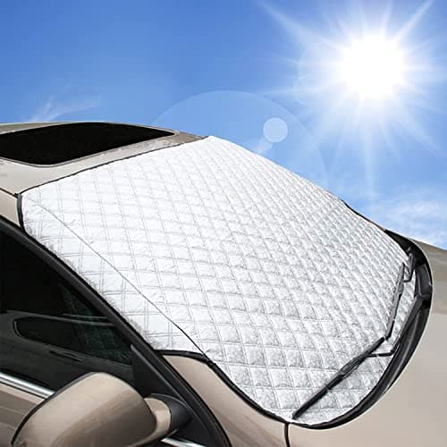Image of BEEWAY Car Windshield Cover, Heavy Duty Ultra Thick Protective Windscreen Cover - Snow Ice Frost Sun UV Dust Water Resistent - Pefect Fit for Cars SUVs All Years