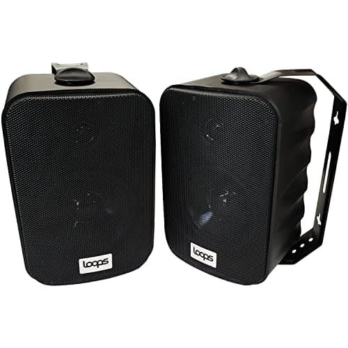 Image of Loops 120W 5” Active Bluetooth Wall Speakers – Pair of Black Stereo Wireless Music Streaming Speakers – Bookshelf or Wall Mounted – Loud Bass Gym/Bar Audio Home Entertainment System