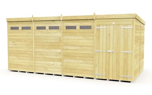 Image of Buttercup Farm 16 x 8 Feet Pent Security Shed - Double Door - Wood - L231 x W474 x H201 cm