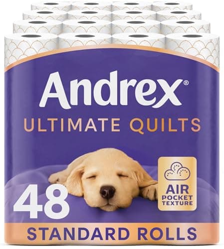 Image of Andrex Ultimate Quilt Toilet Roll - 48 Toilet Rolls, 3-Ply, Bulk Buy, Soft, Thick Sheets, FSC Certified
