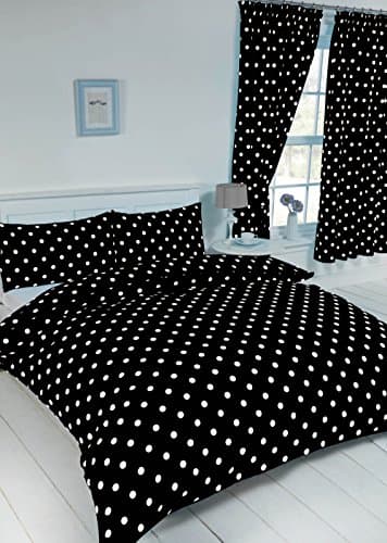 Image of My Home Double Bed Polka Dot Black/White, Duvet/Quilt Cover Bedding Set, Modern Spot Dot Design