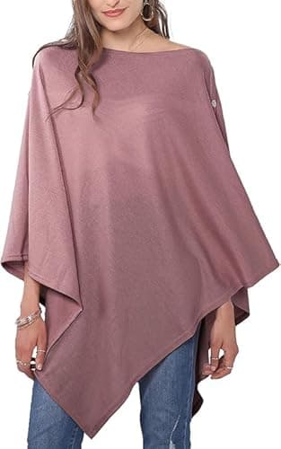 Image of DiaryLook Ladies Button Cashmere Feel Multiway Poncho Shawl Scarf Wrap for Women