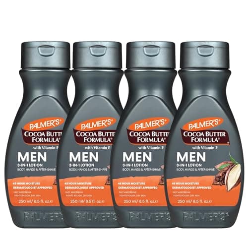 Image of Palmer's Cocoa Butter Formula Men 3-in-1 Lotion with Vitamin E, 250ml, Set of 4 – Hydrates Body, Face, and Hands for 24-Hour Moisture